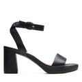 Clarks Womens Dress Heeled Sandal Black Leather 7.5 Wide